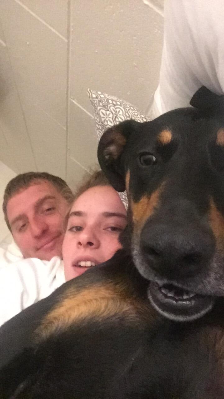 Walker snaps a selfie with Kyle and Kiana.