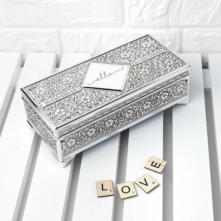 Personalized silver trinket box