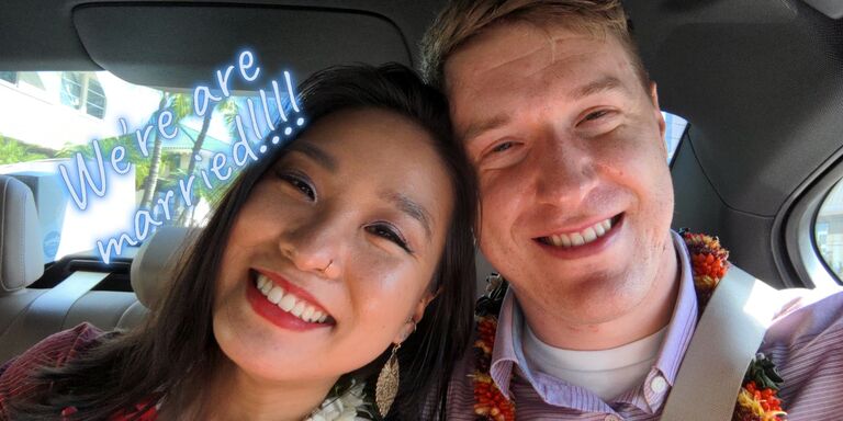 Calvin and Claire get married! On a trip visiting Claire's family in Hawaii where engagement photos were intended to be taken. A discovery was made over Pina Coladas on the beach that it is much easier to get married in sunny Hawaii than snowy Wisconsin. The paperwork was finished a few days later. 