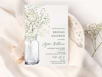 Brial shower invite with mason jar design and baby's breath