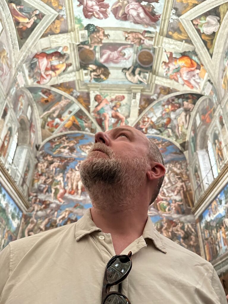 We admired art in Italy.