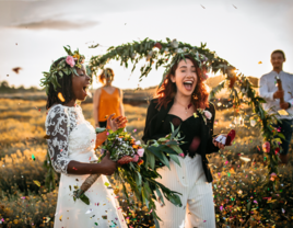 Happy couple on their wedding day.