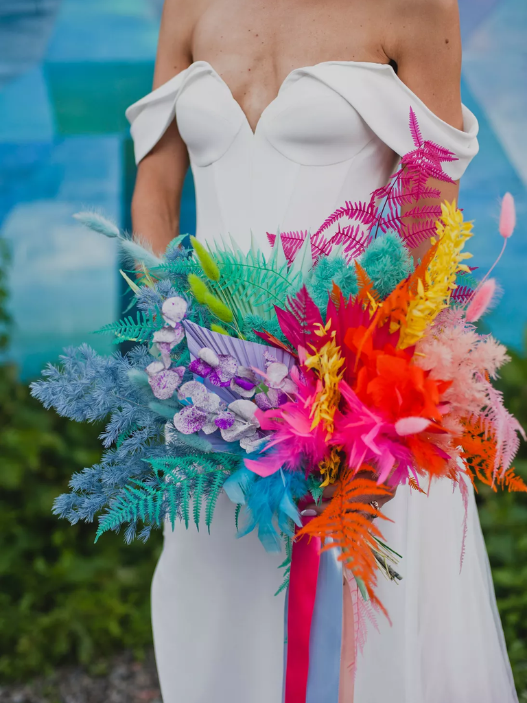 Phenomenal Neon Bouquet With Dyed Flowers