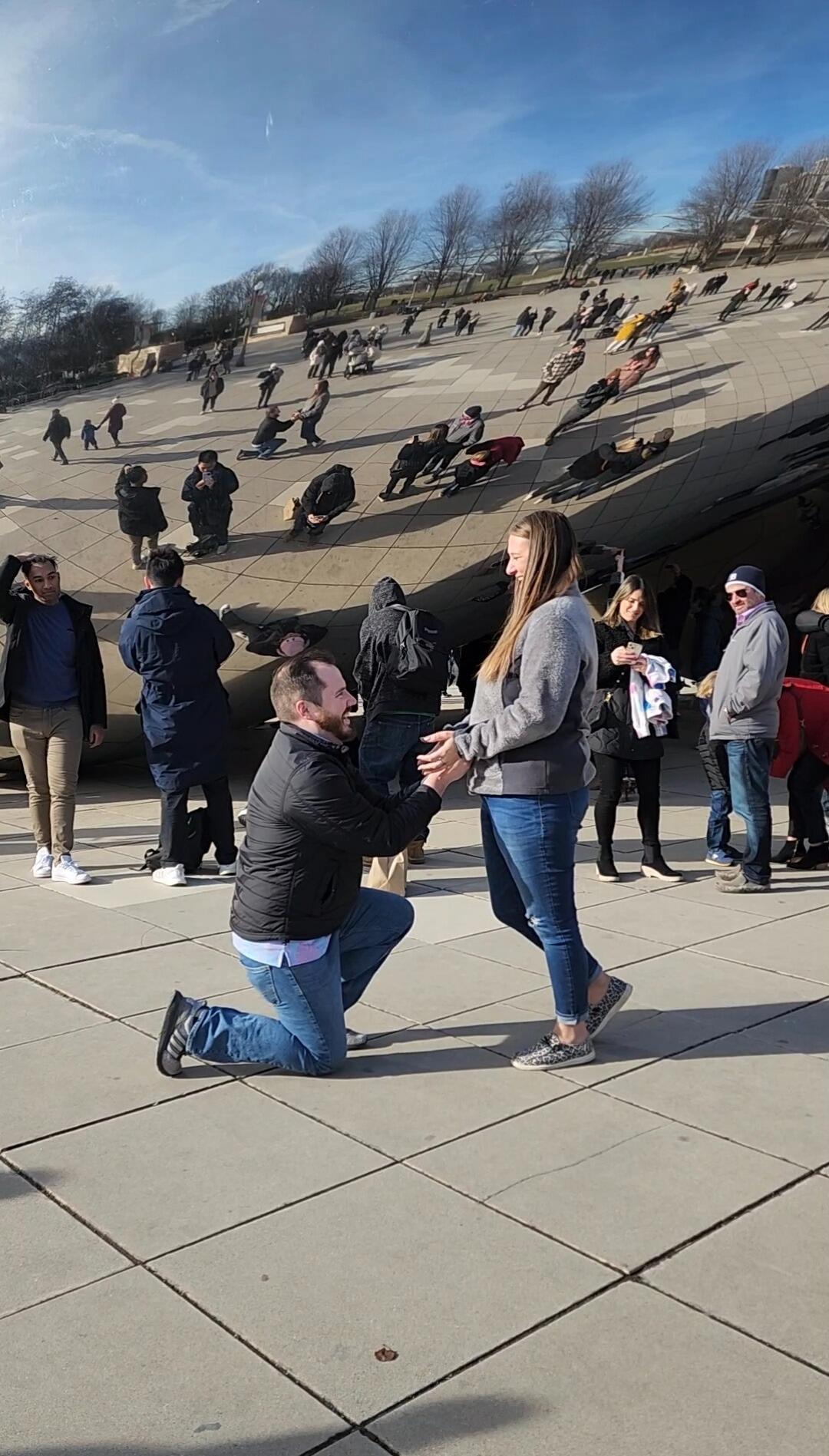 Connor proposed to Carly at The Bean in Chicago!