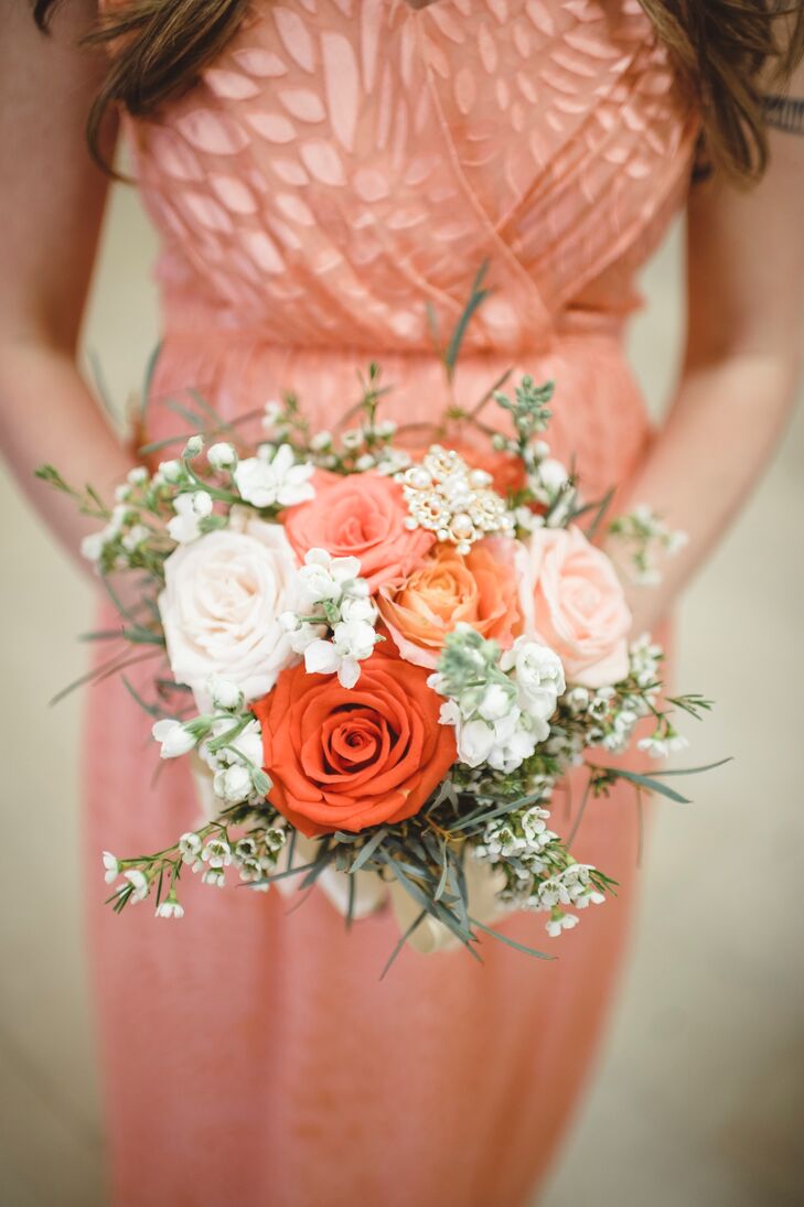 coral bridesmaid bouquet