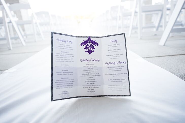 Formal Purple And White Wedding Programs