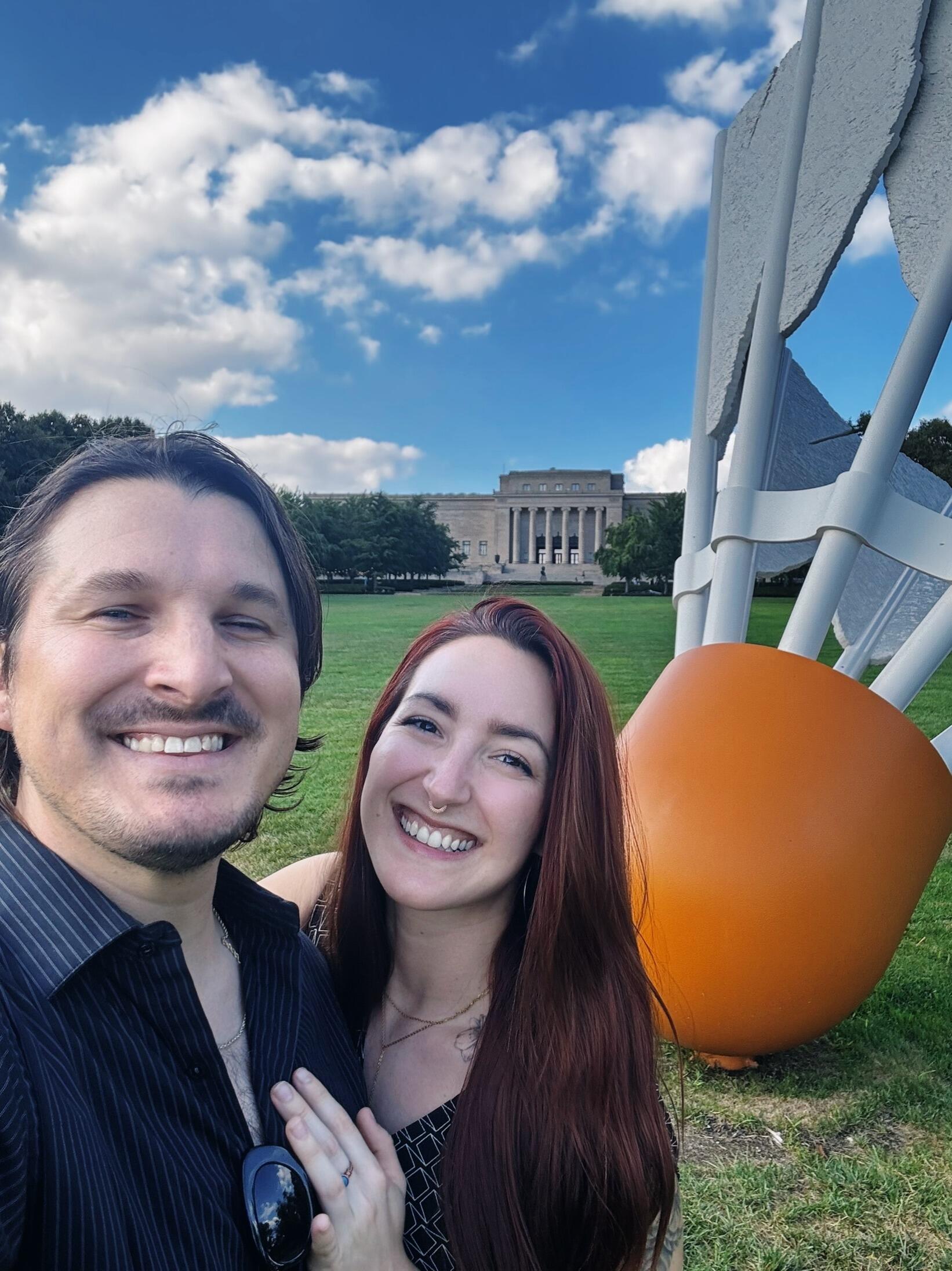 Us goofing around on the lawn of the Nelson Atkins Museum after we spent the day getting promo material for our Bitcoin Summit.