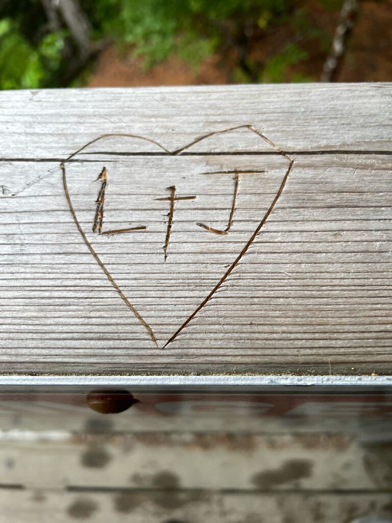- initials at Winner Creek Hand Tram
