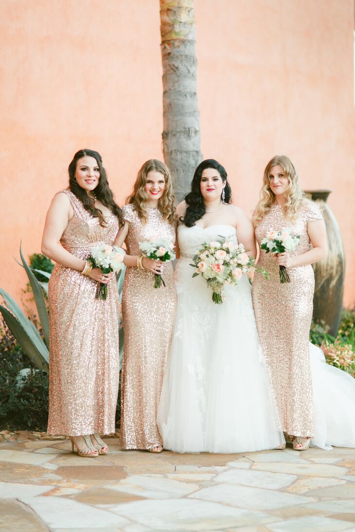 peach and gold dresses