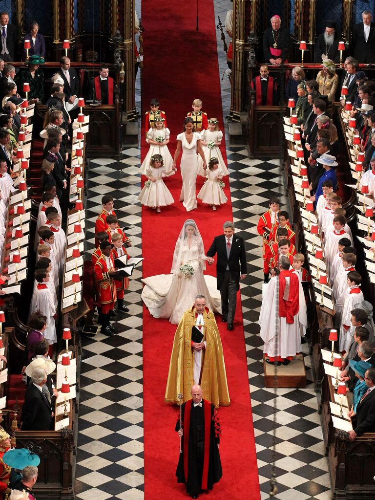 Kate Middleton walks down the aisle on her wedding day. 