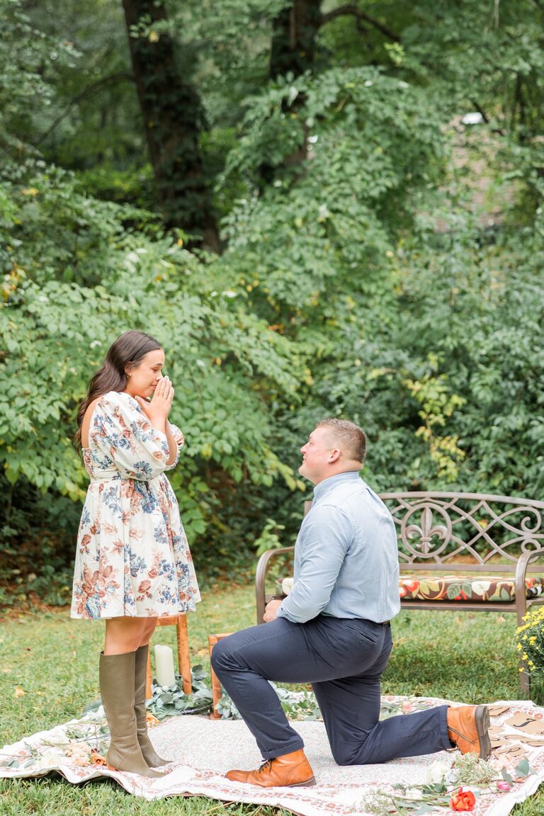 Matt popped the question on September 24th in Emily's grandma's backyard (where they are getting married)! Emily was oblivious and had no idea what was going on. She sobbed like a maniac and said yes (of course). 