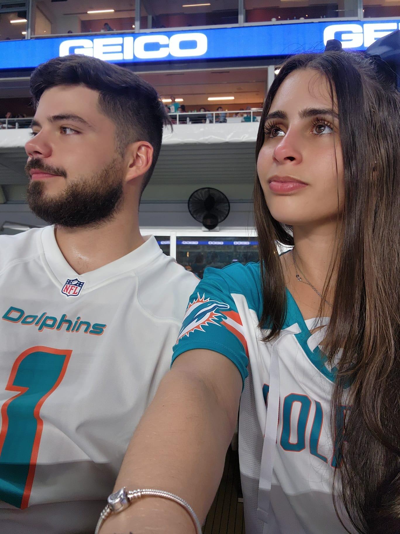We found we have similar interests one being football. Our first Dolphin Game ( Us looking at the team loosing ) rooting for them anyways .