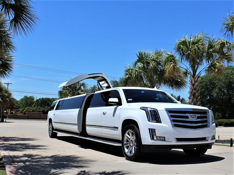 Outside view of white limo