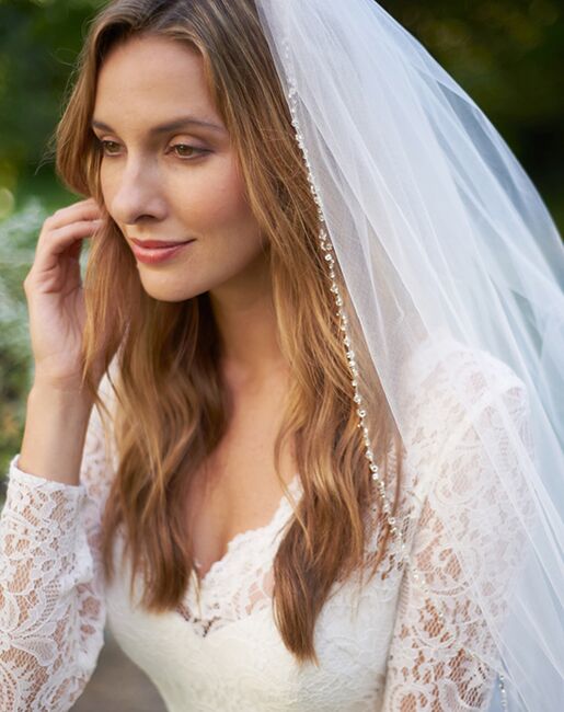 Dareth Colburn Delicate Swarovski Crystal Beaded Veil (VB-5061) Wedding ...