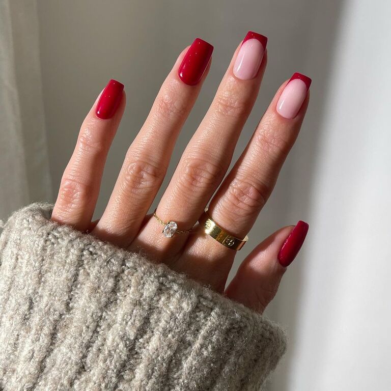 Red French manicure wedding nail trend