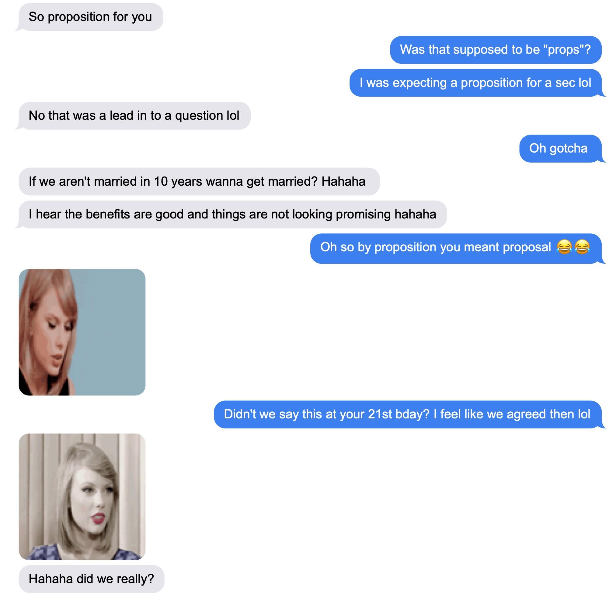 A week later, Kirsten proposes a second marriage pact, and Tyler reminds her that they already have one pending from her 21st birthday.