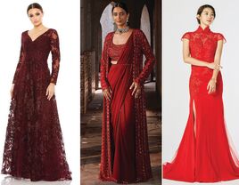 Three red wedding dresses