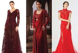 Three red wedding dresses