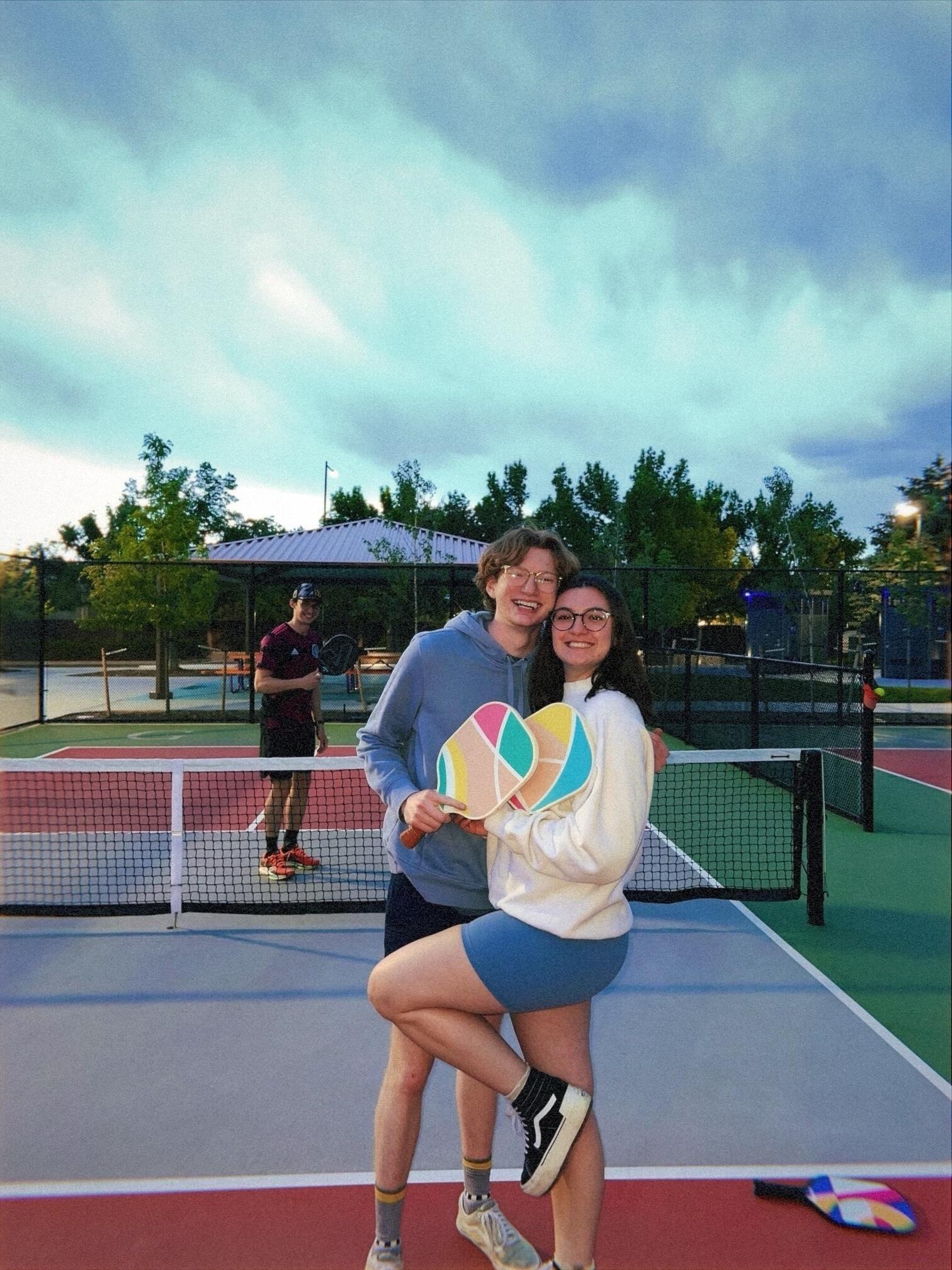 Davis is back for the summer! We love playing pickleball together 