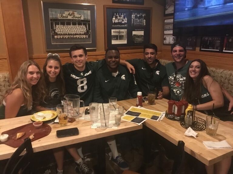 Carson and Lindsey met in Ann Arbor as the only few Michigan State fans in the sea of maize and blue for the annual Michigan versus Michigan State rival football game (Michigan State won the game).