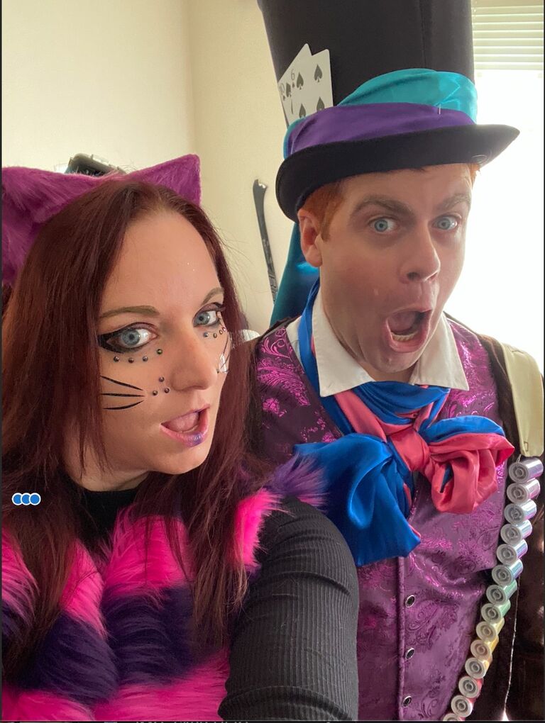 Our First Halloween Engaged... Matter Hatter and his Cheshire Cat