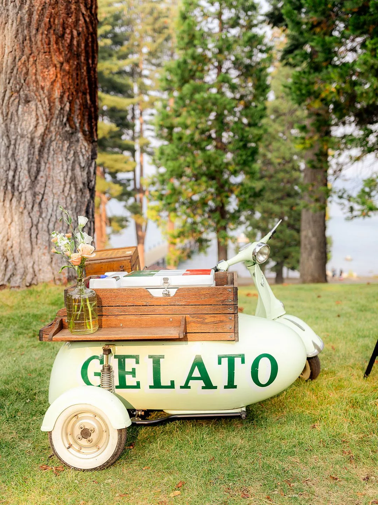 Gelato cart for outdoor wedding reception