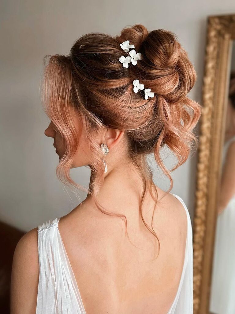 High messy wedding updo for long hair
