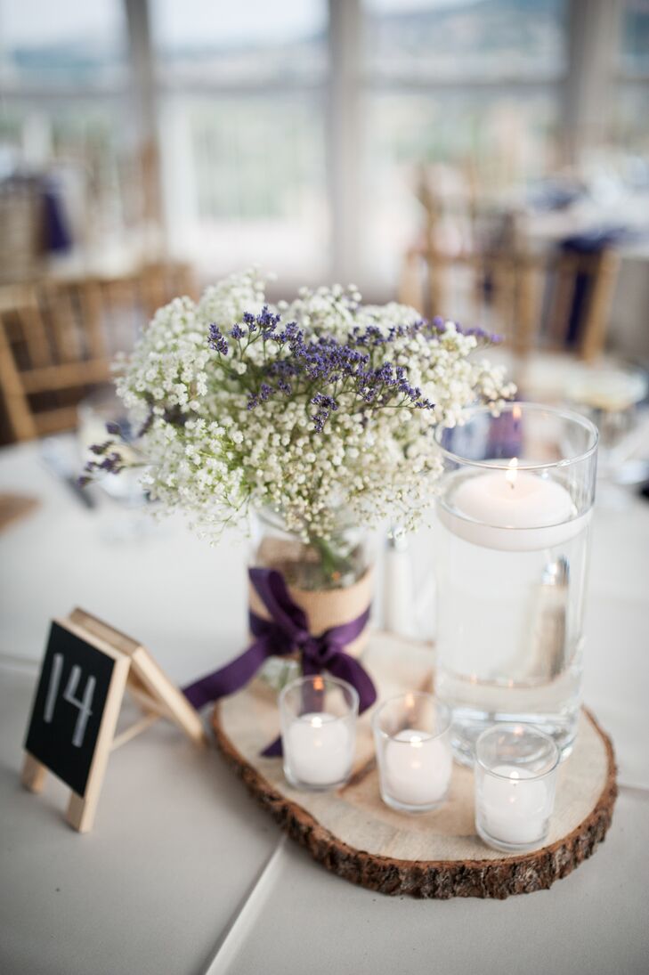 Rustic Baby's Breath and Floating Candle Centerpieces