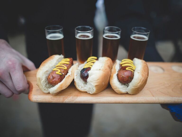 Bratwurst and beer shots for your summer wedding reception