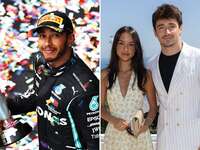 Formula 1 drivers Lewis Hamilton and Charles LeClerc with girlfriend