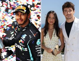 Formula 1 drivers Lewis Hamilton and Charles LeClerc with girlfriend