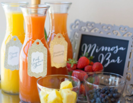 Mimosa bar set up at bridal shower