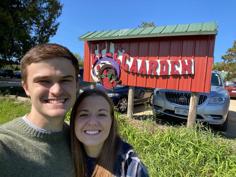 Apple picking for homemade apple crisp outside of Madison, WI.