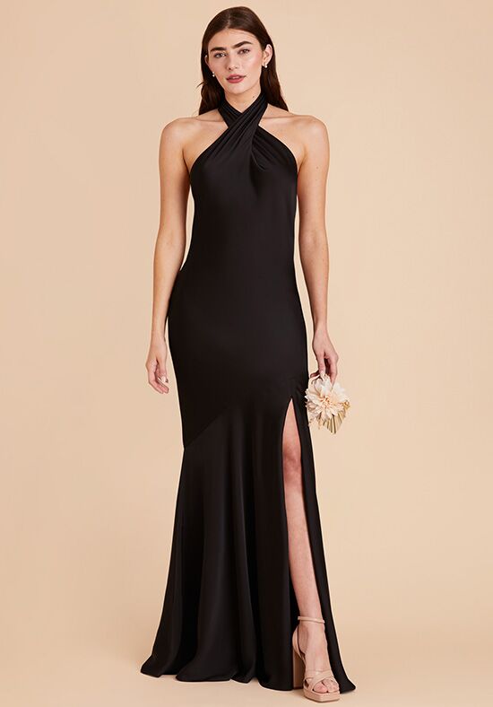 Birdy Grey Stephanie Matte Satin Dress in Black Bridesmaid Dress