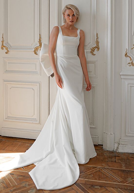 Satin crepe wedding dress sale