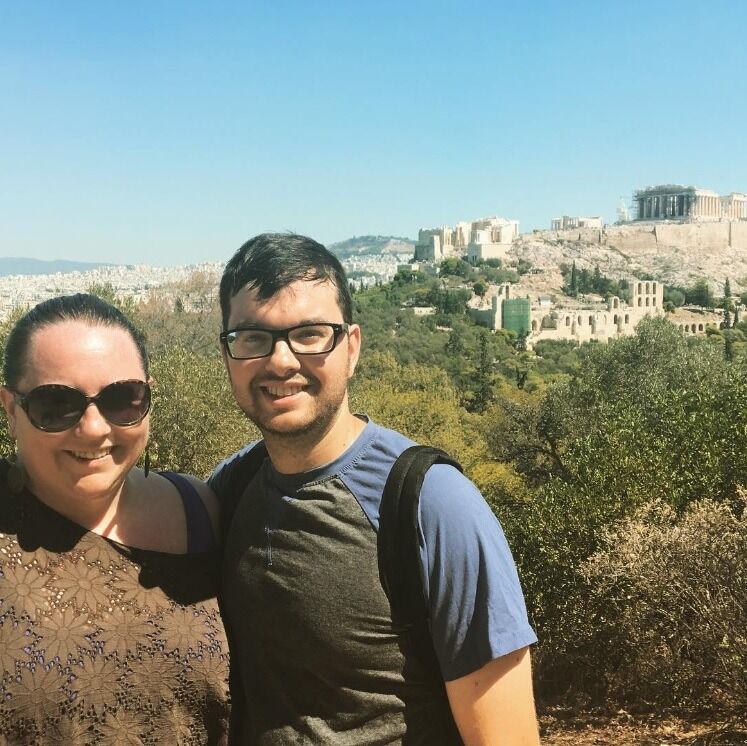 Vacation to Greece, in front of the Acropolis