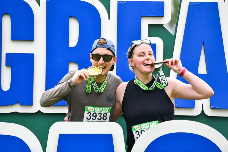 They ran a trail half marathon together and never left each others side.