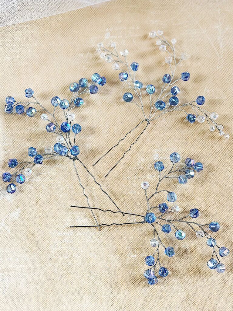 blue wedding hair pieces