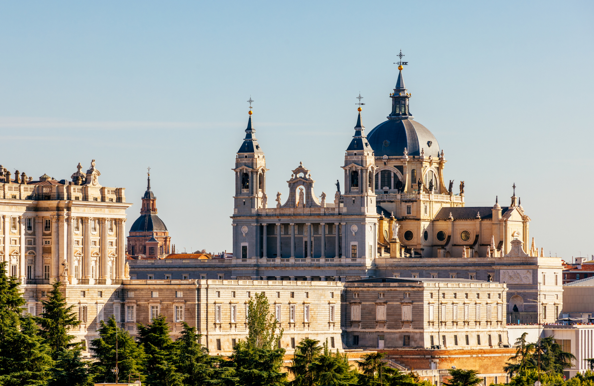 Madrid skyline with Cathedral of Saint Mary