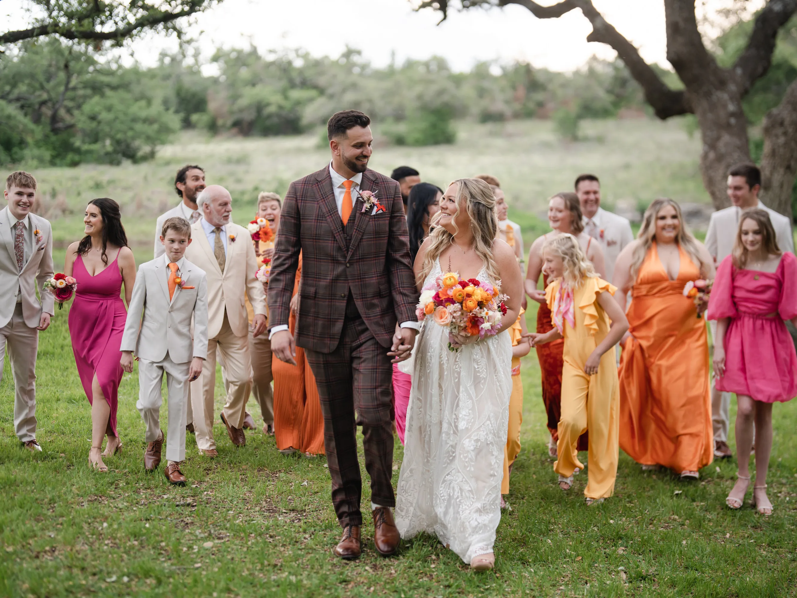 Bride and groom with bridal party