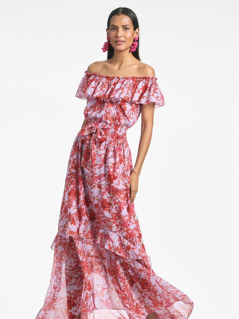Off the shoulder floral print dress by Sachin & Babi. 