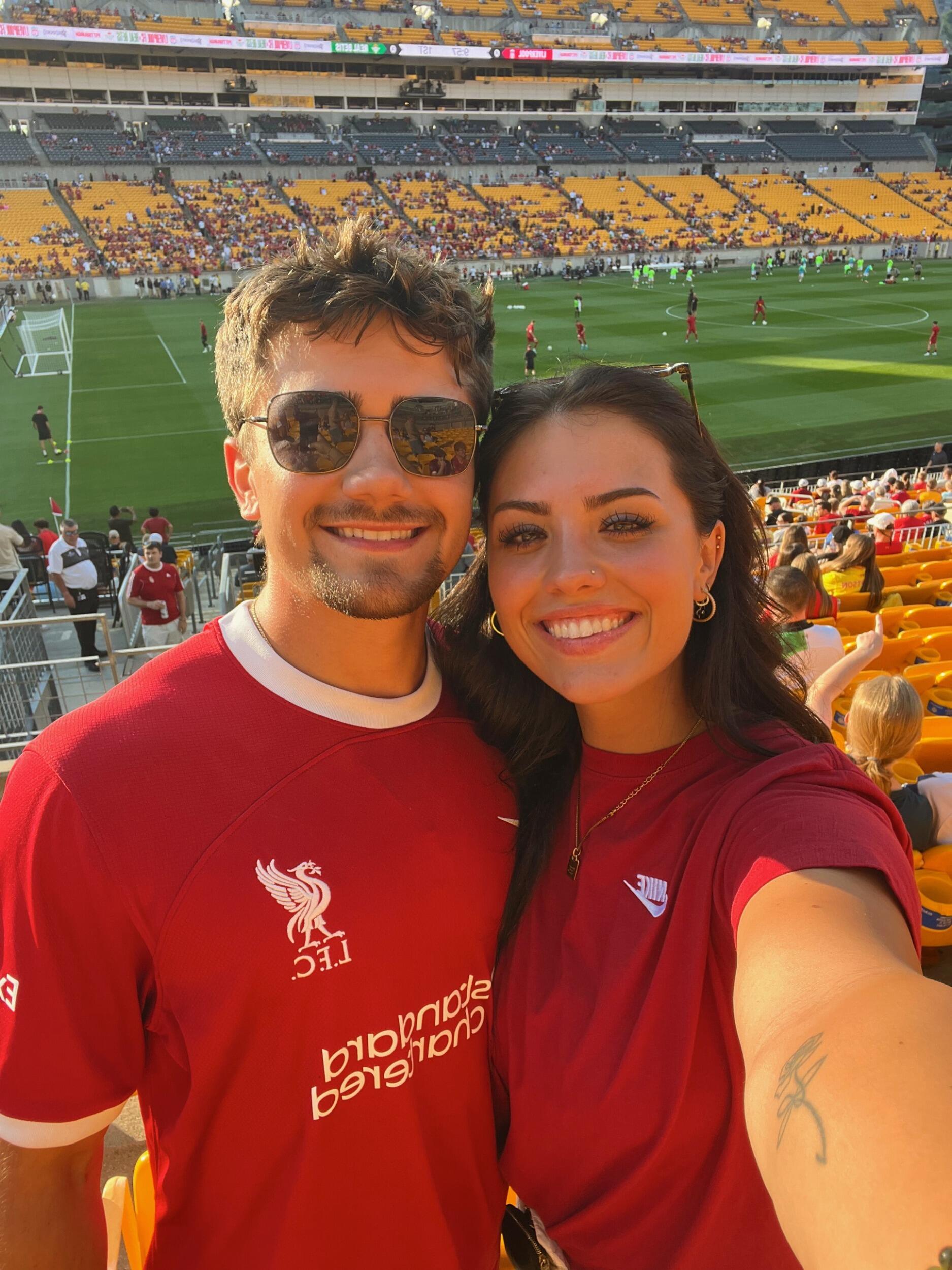 More cool adventures together! Another favorite memory was Austin showing Jada around Pittsburgh for her first time there and ending the day seeing Liverpool (Austin's favorite team) play at Acrisure Stadium.