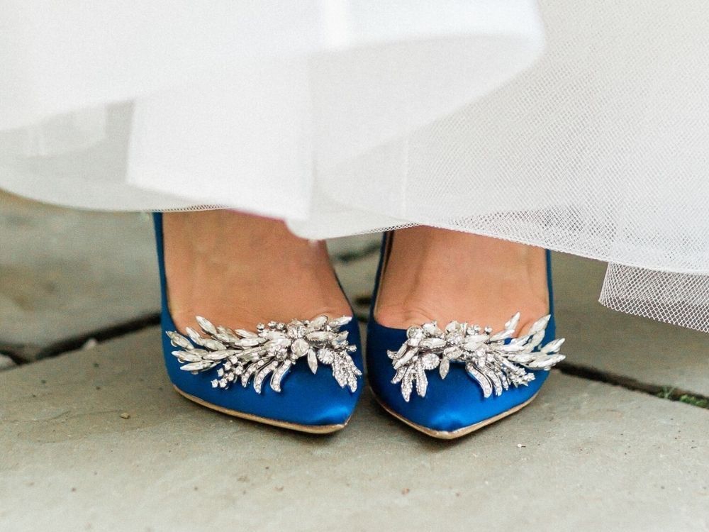 blue satin wedding heels