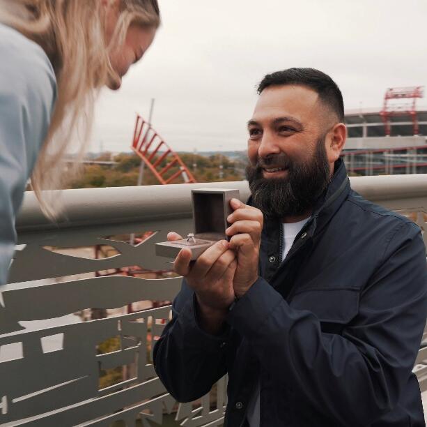 2020 was definitely a year unlike any other. We moved from Florida to North Dakota. Along the way, Phillip proposed in Nashville, TN on the John Seigenthaler Pedestrian Bridge. The proposal was a complete surprise! We've loved being engaged and can't wait to be married!