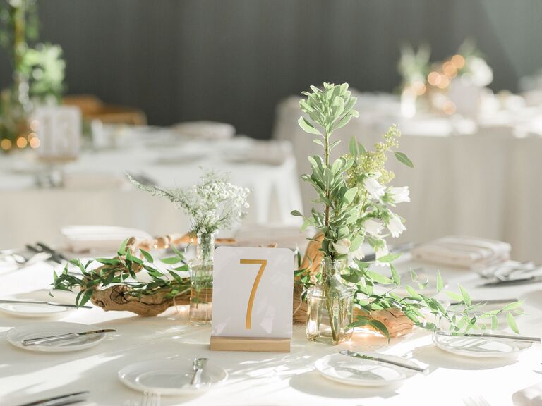 Wedding Centerpieces Greens and Baby's Breath