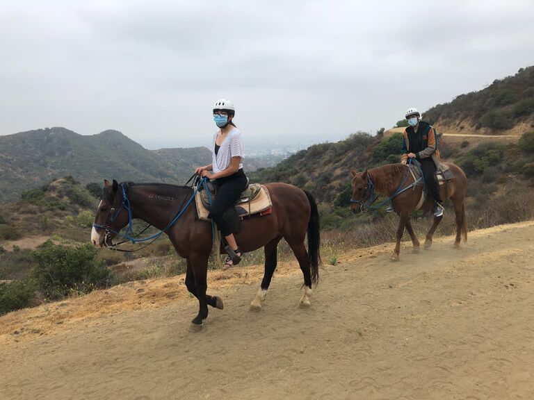 Sadly in the month of July I was also diagnosed with cancer and so began our cancer journey as a couple. But still even with all the bad news, Me and Victoria would still find ways to have a good healthy relationship. On this date Victoria invited me out to go horseback riding to the Hollywood Sign. Interesting fact, the horse she is riding is named Top-Knot!