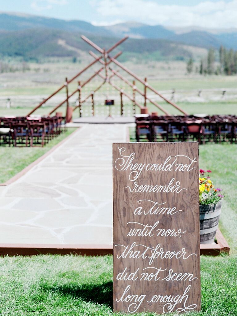 wedding sign quotes wood with white calligraphy