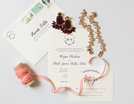 wedding invitations classic white and burgundy