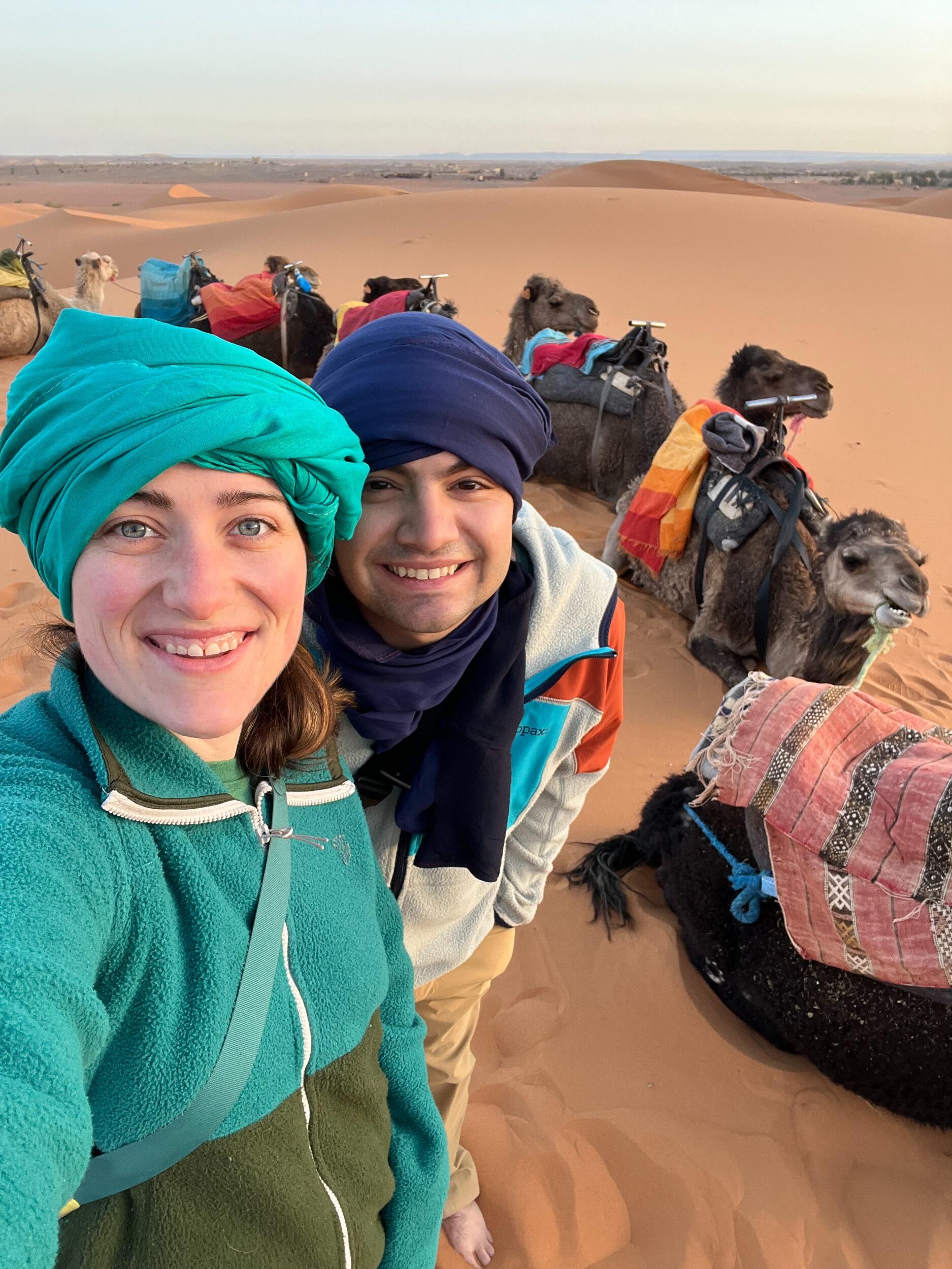 Hanging with our camel friends in the Sahara