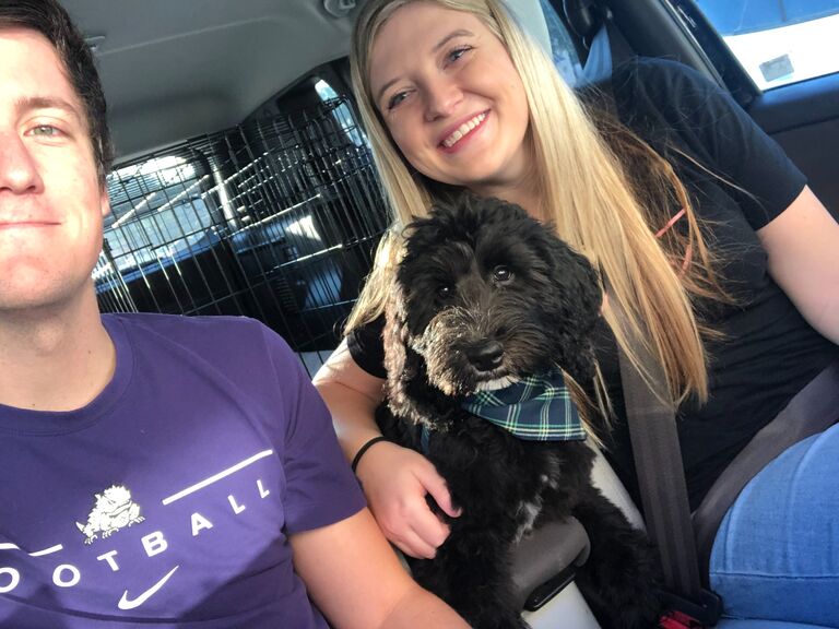 Lily moved back to Fort Worth for her first full time job. They moved in together and decided to adopt a dog named Maggie. They are both so thankful for their furry friend Maggie. She has been the best addition to their family. 